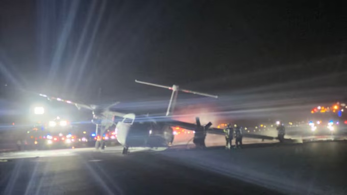 Plane with Landing Gear Failure Catches Fire During Landing in Canada